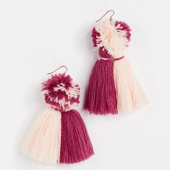 MISA Los Angeles Red and Off-White Yarn Earrings - Picture 5 of 7